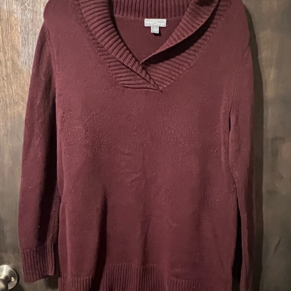 Market & Spruce Maroon Cowl Neck Sweater